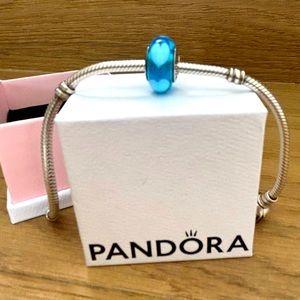 PANDORA Blue Hearts Murano Glass Sterling Silver Charm 💎 Retired and Rare
